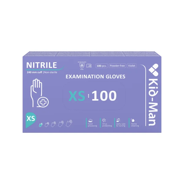 Kid-Man nitrilinės pirštinės N100, dydis XS