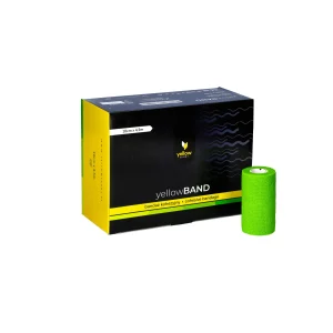 yellowBAND_Kohezyvinis tvarstis, nesterilus, 10 cm x 4,5 m, žalias