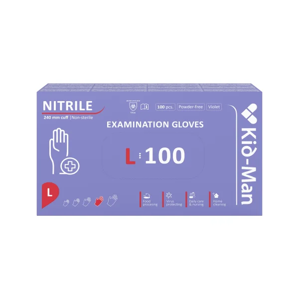 Kid-Man nitrilinės pirštinės N100, dydis L