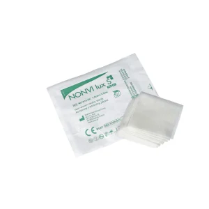 NONVI lux S Neaustiniai tamponai, sterilūs, 30G, 4 sluoksnių, 7,5 cm x 7,5 cm x 10 vnt.