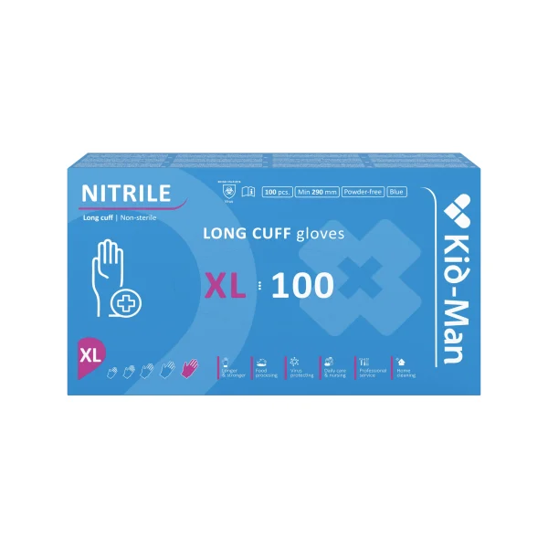 Kid-Man Long nitrilinės pirštinės N100, dydis XL