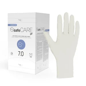 safeCARE pf chirurginės pirštinės, lateksinės, be pudros, sterilios, natūralios, 7,0 dydžio, 50 porų
