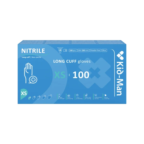 Kid-Man Long nitrilinės pirštinės N100, dydis XS