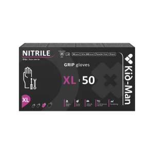 Kid-Man Black Grip nitrilinės pirštinės N50, dydis XL