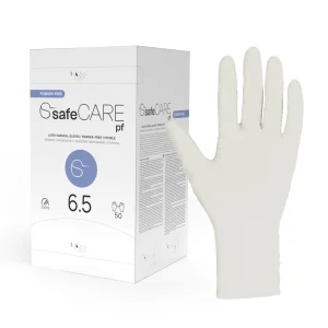 safeCARE pf chirurginės pirštinės, lateksinės, be pudros, sterilios, natūralios, 6,5 dydžio, 50 porų