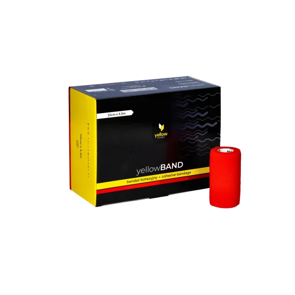 yellowBAND_Kohezyvinis tvarstis, nesterilus, 10 cm x 4,5 m, raudonas