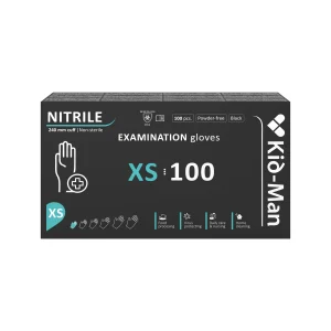 Kid-Man nitrilinės pirštinės juodos N100, dydis XS