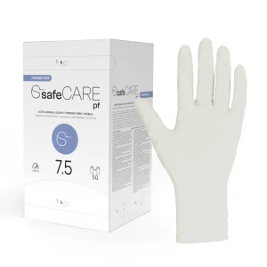safeCARE pf chirurginės pirštinės, lateksinės, be pudros, sterilios, natūralios, 7,5 dydžio, 50 porų