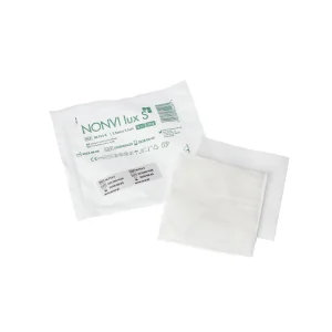 NONVI lux S Neaustiniai tamponai, sterilūs, 30G, 4 sluoksnių, 7,5 cm x 7,5 cm x 3 vnt.
