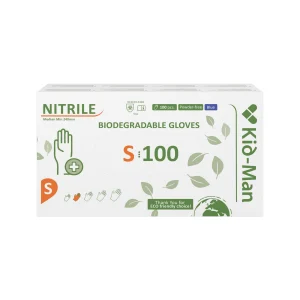 Kid-Man Biodegradable nitrilinės pirštinės N100, dydis S