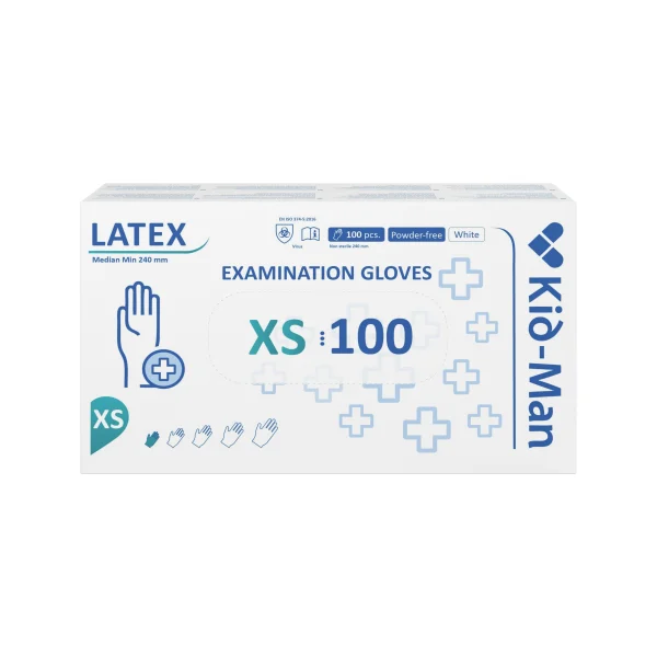 Kid-Man lateksinės pirštinės N100, dydis XS