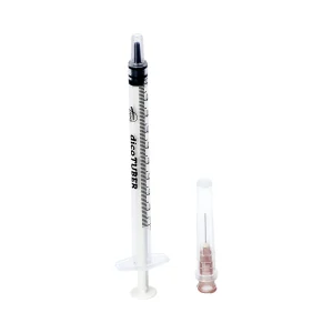 dicoTUBER_Tuberkulino švirkštas su adata, baltas stūmoklis, sterilus, 1 ml, 0,45 x 13, be ftalatų_A100