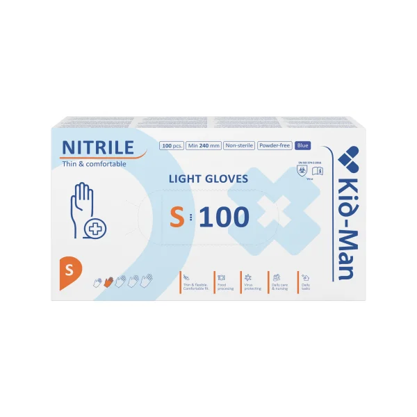 Kid-Man LIGHT nitrilinės pirštinės N100, dydis S