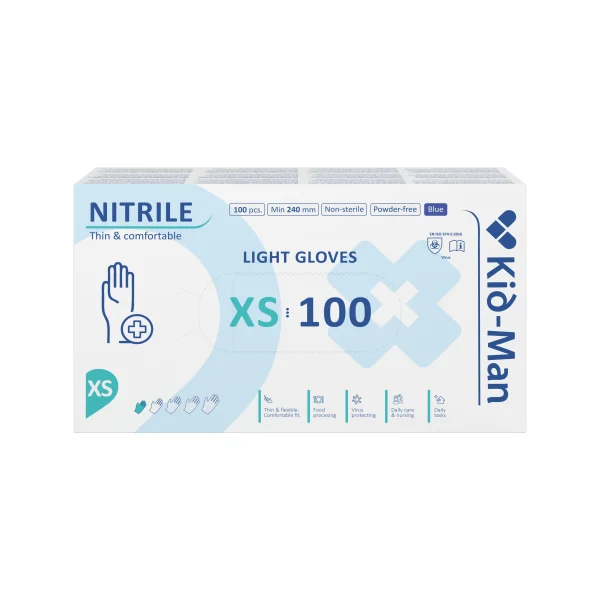 Kid-Man LIGHT nitrilinės pirštinės N100, dydis XS