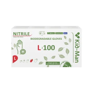Kid-Man Biodegradable nitrilinės pirštinės N100, dydis L