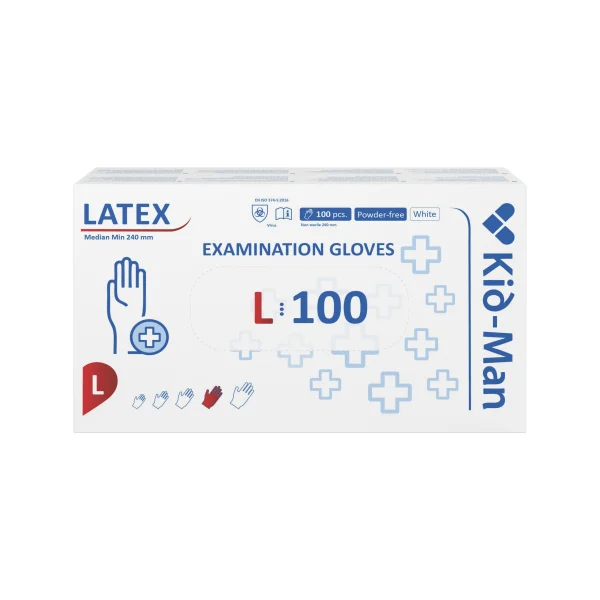 Kid-Man lateksinės pirštinės N100, dydis L