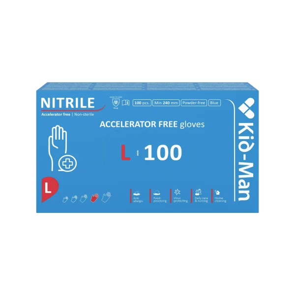Kid-Man Accelarator-free nitrilinės pirštinės N100, dydis L