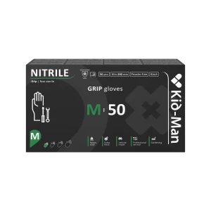 Kid-Man Black Grip nitrilinės pirštinės N50, dydis M
